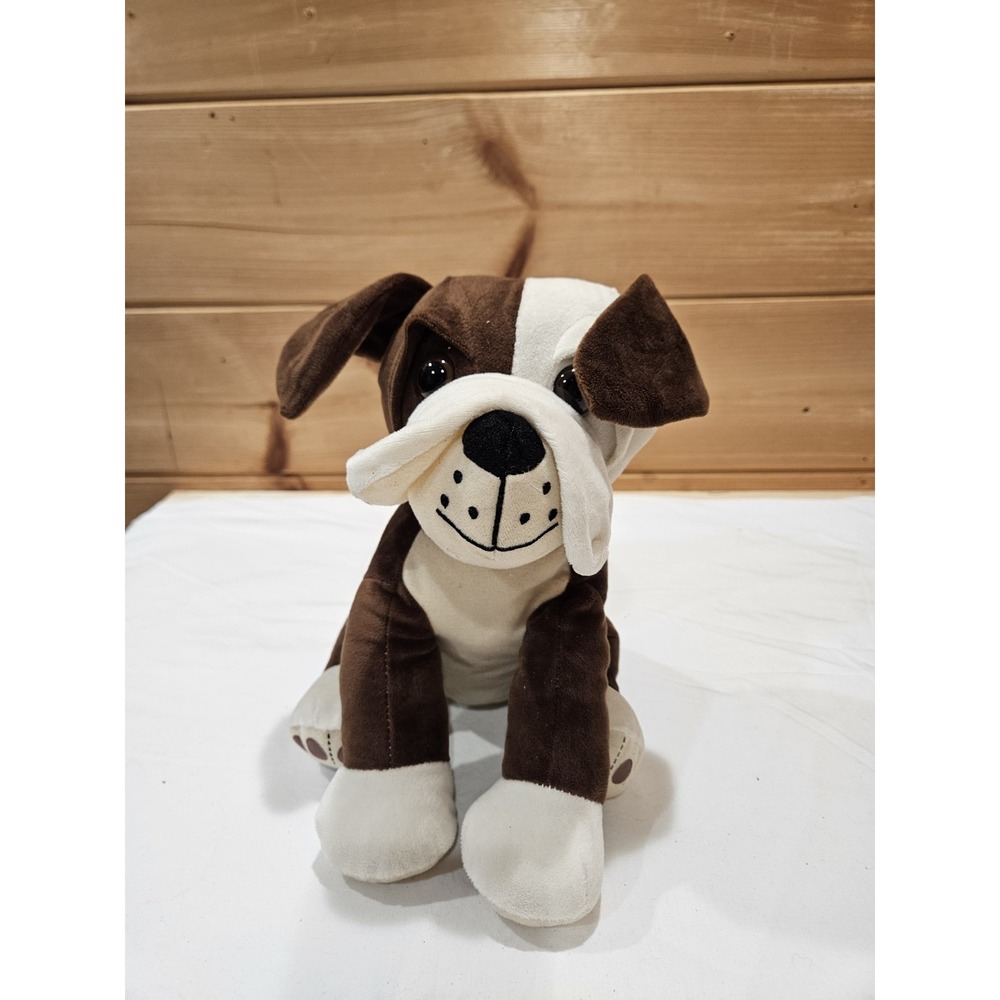 Peek-A-Boo Plush Brown White Puppy Dog Stuffed Animal Red Glitter Collar 12